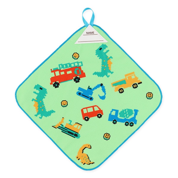 3枚組マイクロファイバーループ付きハンドタオル（恐竜・はたらくくるま）