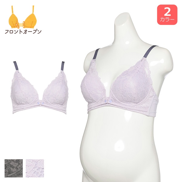 ノンワイヤーフロントオープンブラ（レース）