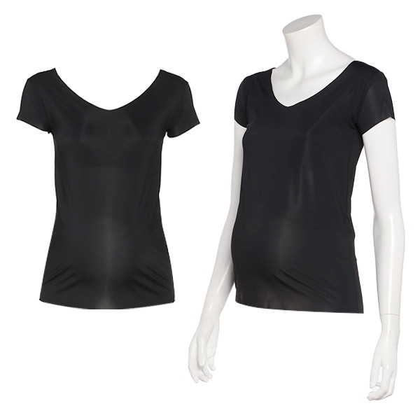 フラットマタニティインナーTシャツ（ブラック）