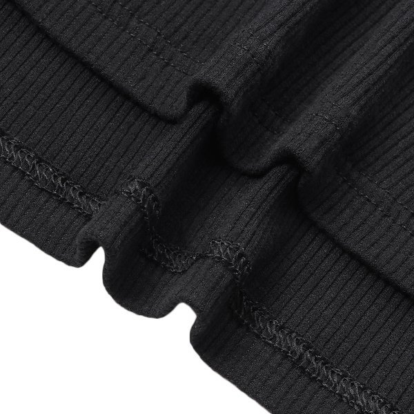 HOTWRAP）綿混取り外し可能カップ付きクロスオープン8分袖スリーマー（ブラック）