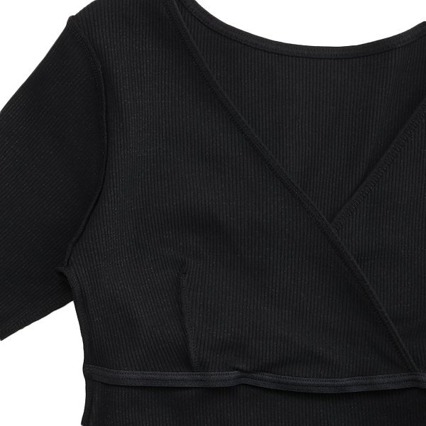 HOTWRAP）綿混クロスオープン8分袖スリーマー（ブラック）