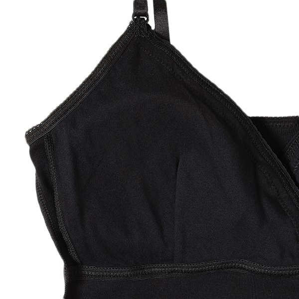 取り外し可能カップ付き綿100%クロスオープンキャミソール（無地）