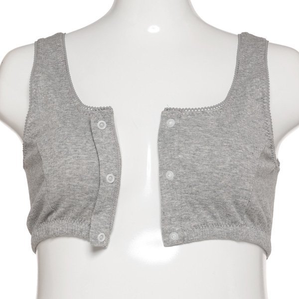 2枚組綿100%フロントオープンハーフトップ（リブ無地）