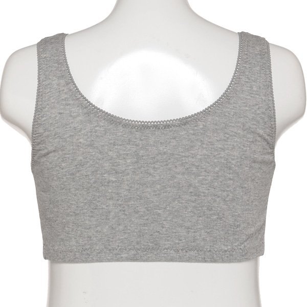 2枚組綿100%フロントオープンハーフトップ（リブ無地）