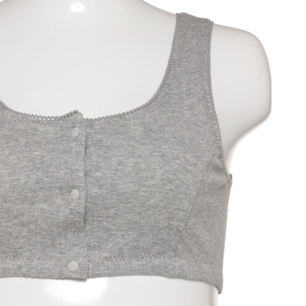 2枚組綿100%フロントオープンハーフトップ（リブ無地）