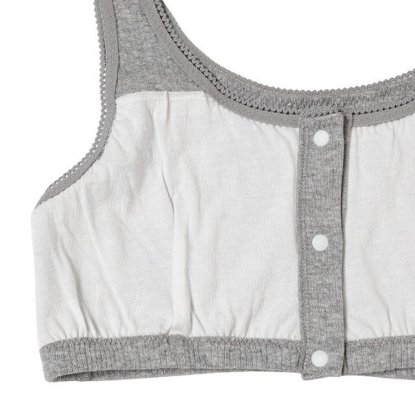 2枚組綿100%フロントオープンハーフトップ（リブ無地）