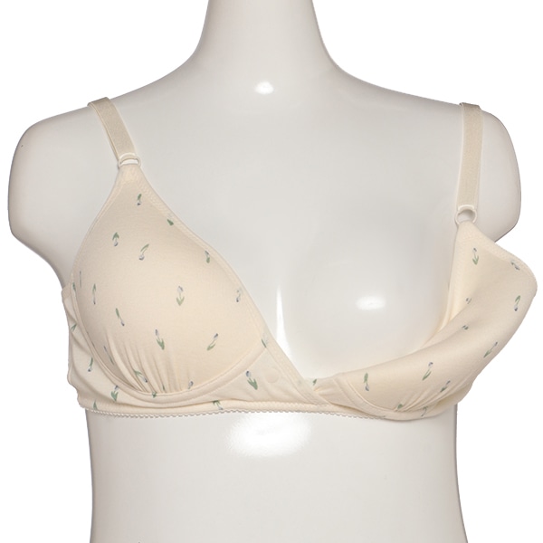 モールドカップ付きクロスオープンブラ＆ローライズショーツセット（花柄）