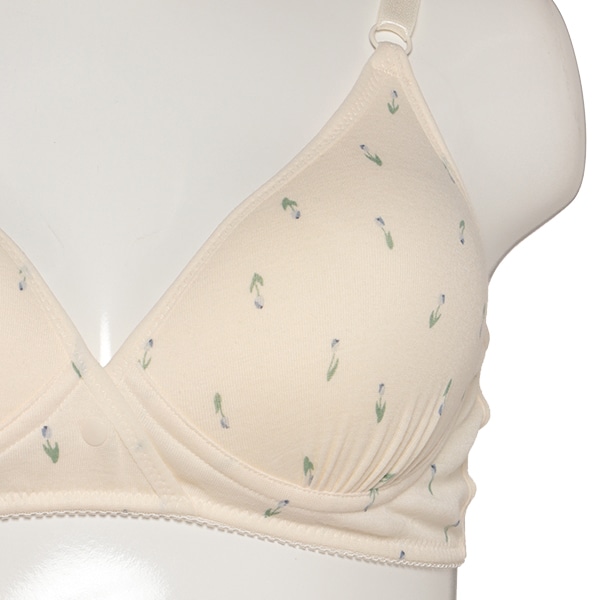 モールドカップ付きクロスオープンブラ＆ローライズショーツセット（花柄）