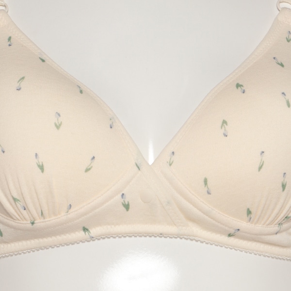 モールドカップ付きクロスオープンブラ＆ローライズショーツセット（花柄）