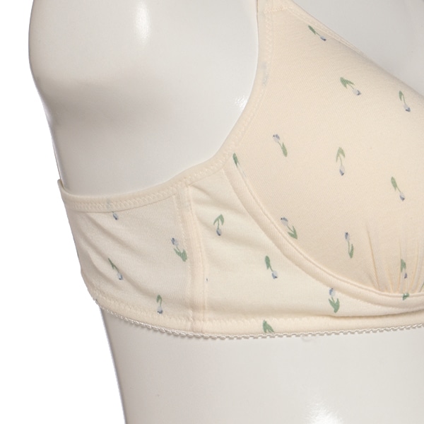 モールドカップ付きクロスオープンブラ＆ローライズショーツセット（花柄）