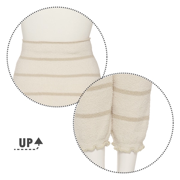 マシュマロはらまき付き8分丈レギンス（ブラック・ライトベージュ）