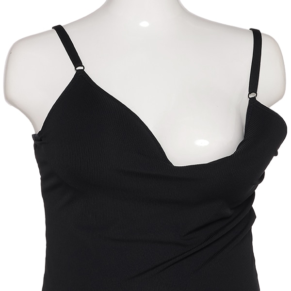 DRYWRAP）モールドカップ付きVネックキャミソール（リブ無地）