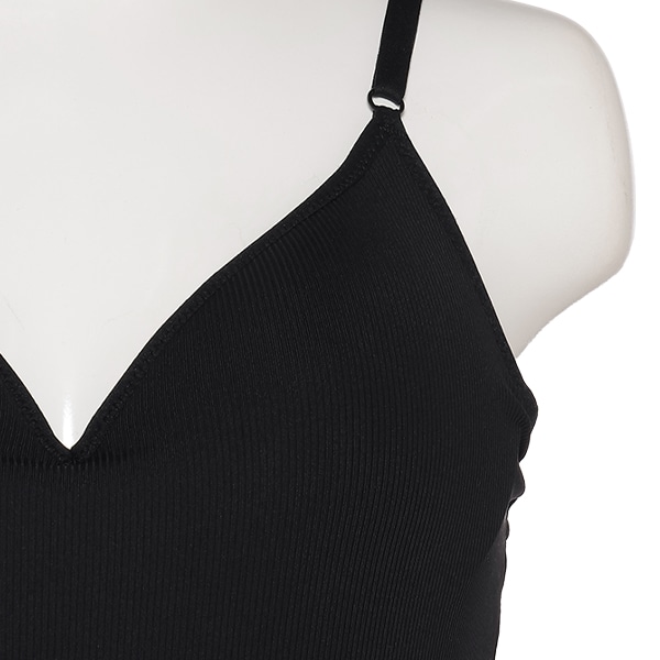 DRYWRAP）モールドカップ付きVネックキャミソール（リブ無地）