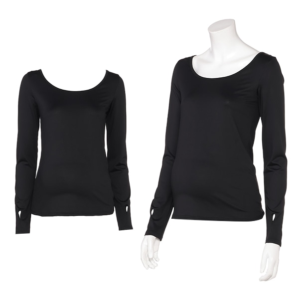 サムホール付きマタニティ長袖Tシャツ（ブラック）