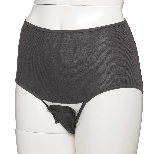 3枚組クロッチオープン産褥ショーツ（リブグレー）