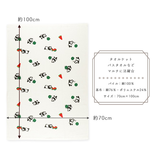 無撚糸タオルケット（パンダ・すいか割り）