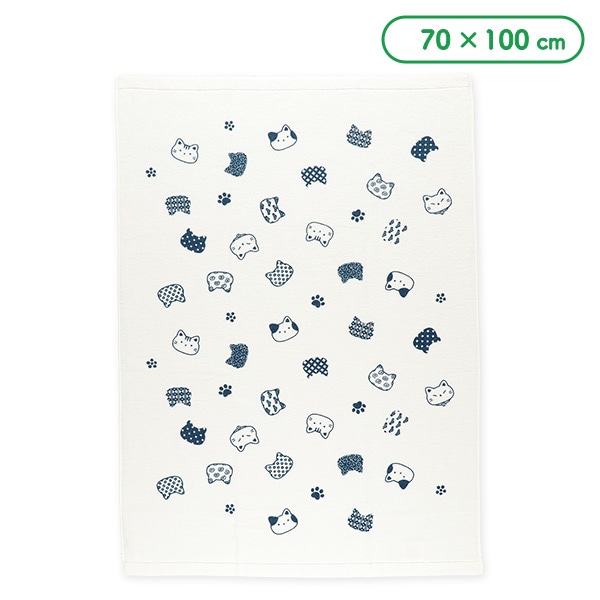 無撚糸タオルケット（和柄・ねこ）