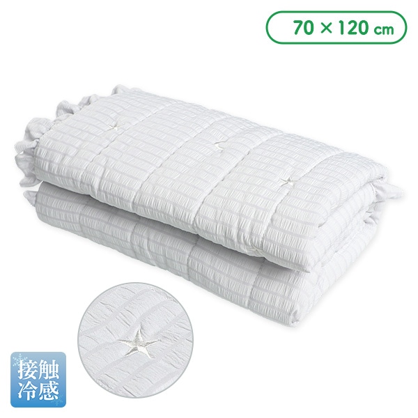 冷感フリル敷きパッド（星刺繍）