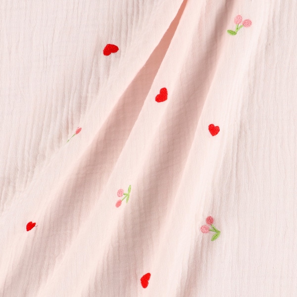 ガーゼケット（刺繍チェリー・ハート）