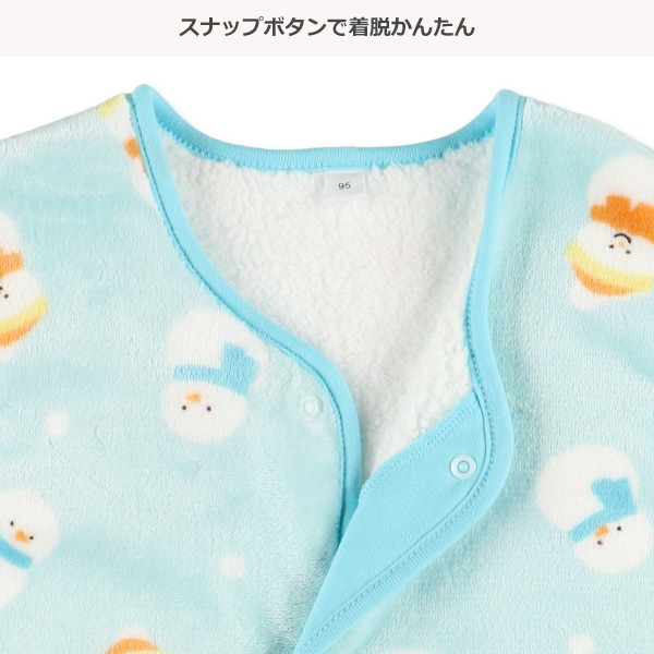 マイクロフリース裏ボアロングポンチョ（雪だるま）