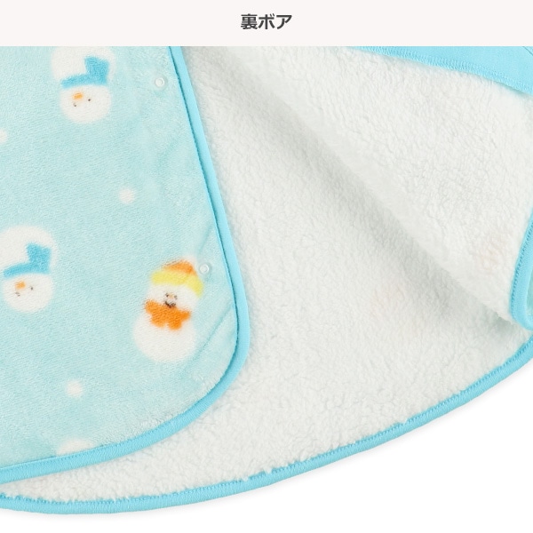 マイクロフリース裏ボアロングポンチョ（雪だるま）