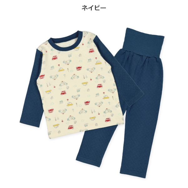 ソフトキルト腹巻付き長袖パジャマ（くるま）
