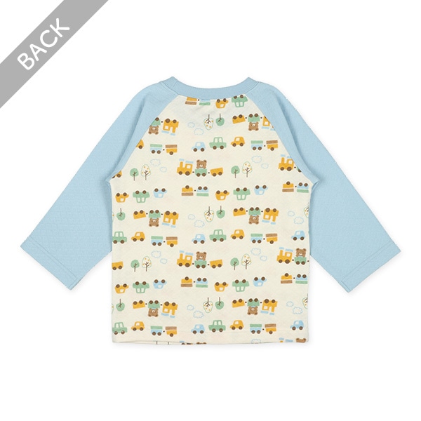 ソフトキルト腹巻付きラグラン長袖パジャマ（くま列車）