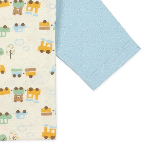 ソフトキルト腹巻付きラグラン長袖パジャマ（くま列車）