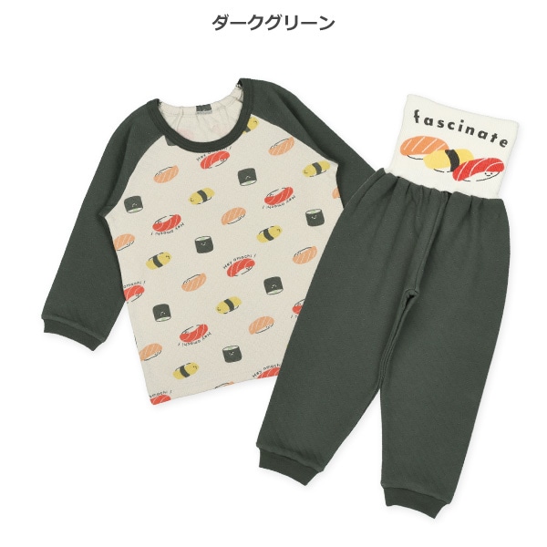 ソフトキルト腹巻付きラグラン長袖パジャマ（寿司）