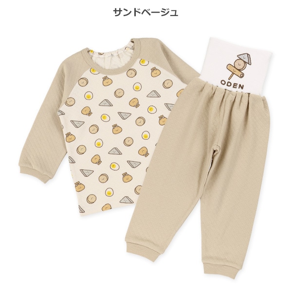 ソフトキルト腹巻付きラグラン長袖パジャマ（おでん）