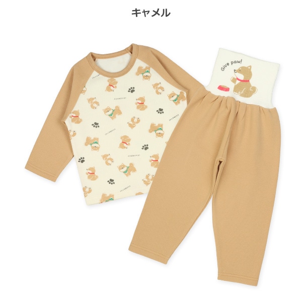 腹巻付き裏起毛ラグラン長袖パジャマ（柴犬）