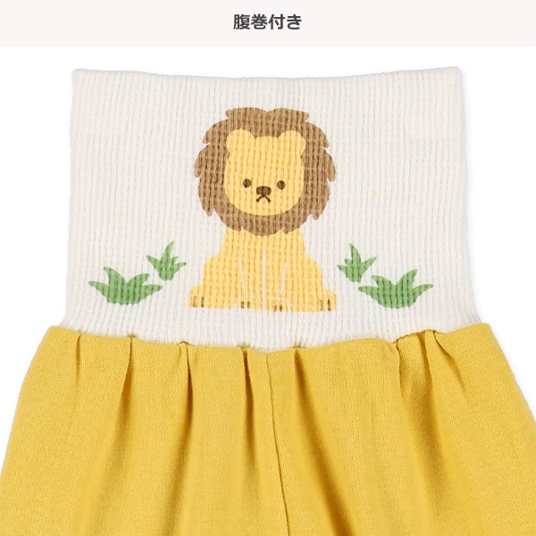 腹巻付き裏微起毛ラグラン長袖パジャマ（ライオン）