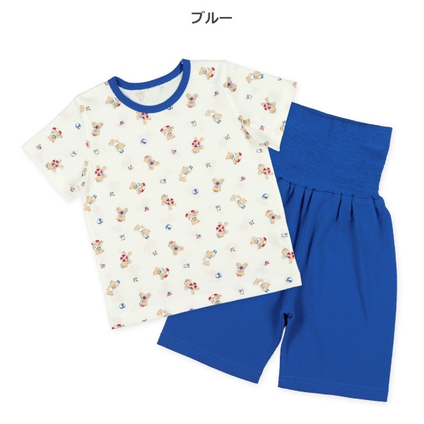 腹巻付き半袖パジャマ（くま・マリン）