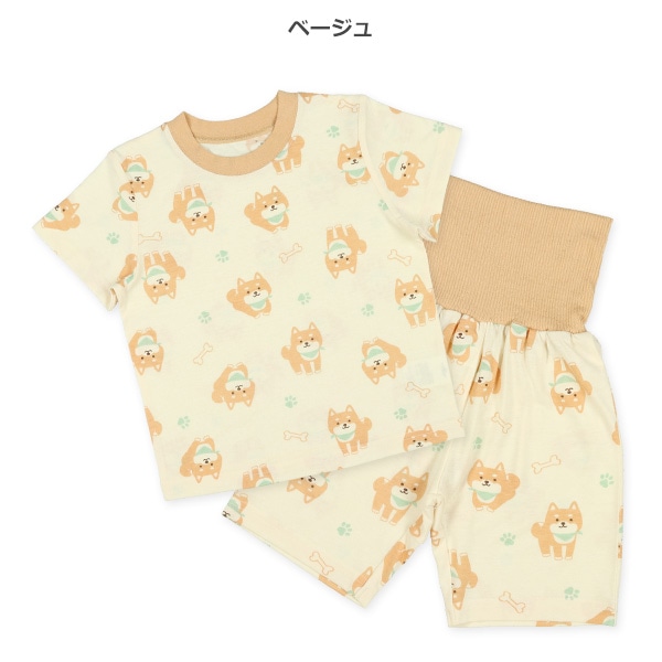 腹巻付き半袖パジャマ（柴犬総柄）