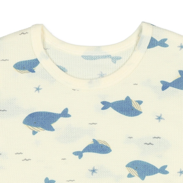 腹巻付きワッフル半袖パジャマ（くじら）