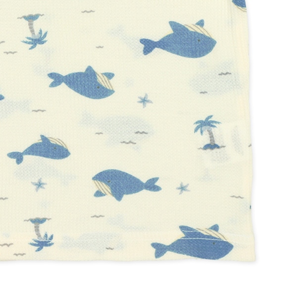 腹巻付きワッフル半袖パジャマ（くじら）