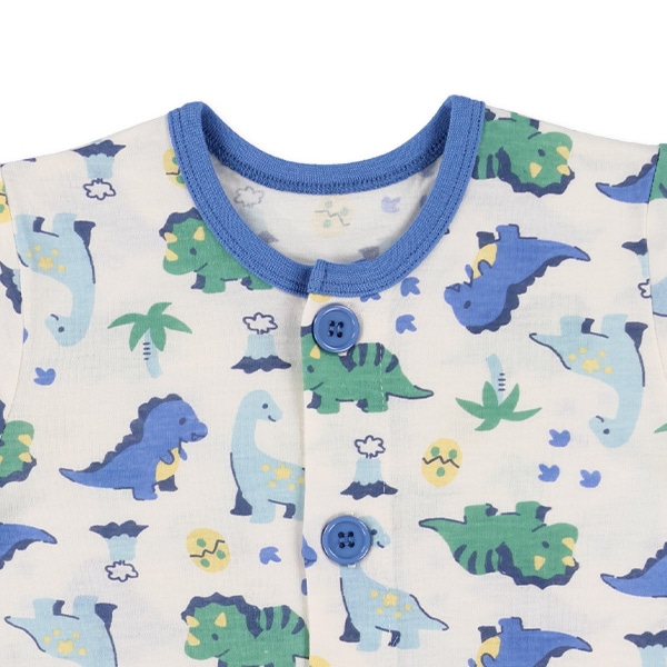 腹巻付き前開き半袖パジャマ（恐竜総柄）