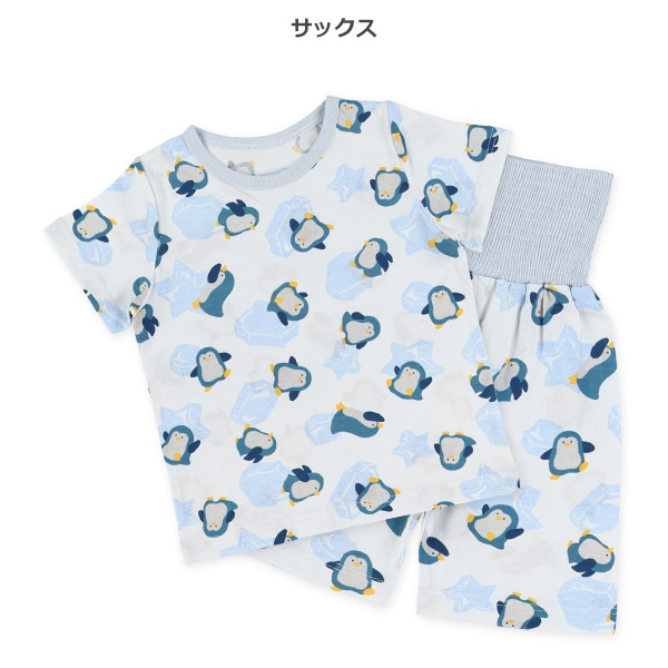 腹巻付き半袖パジャマ（ペンギン総柄）
