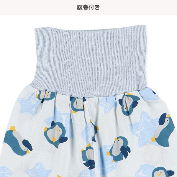 腹巻付き半袖パジャマ（ペンギン総柄）