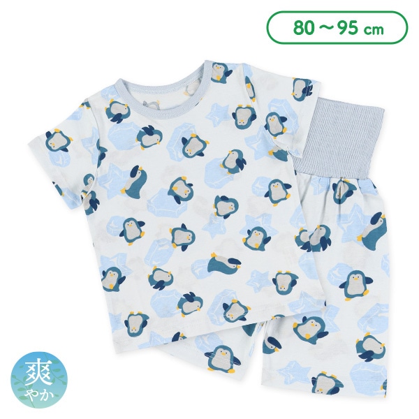 腹巻付き半袖パジャマ（ペンギン総柄）