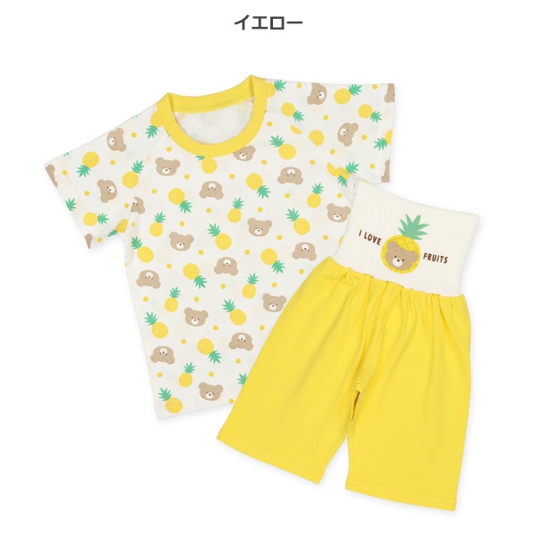 腹巻付きラグラン半袖パジャマ（パイナップル・くま）
