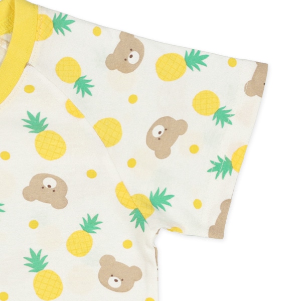 腹巻付きラグラン半袖パジャマ（パイナップル・くま）