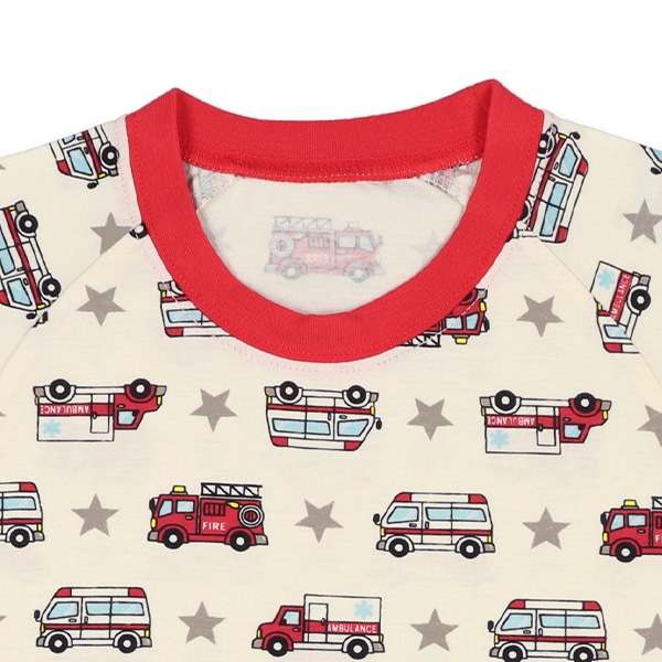 腹巻付きラグラン半袖パジャマ（消防車）