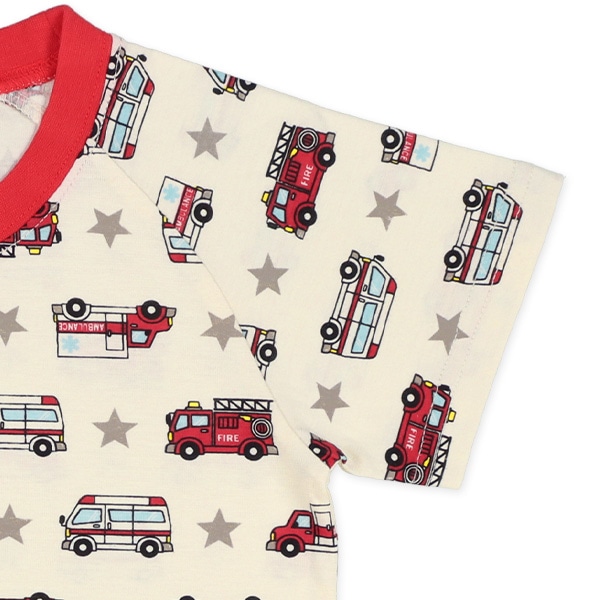 腹巻付きラグラン半袖パジャマ（消防車）