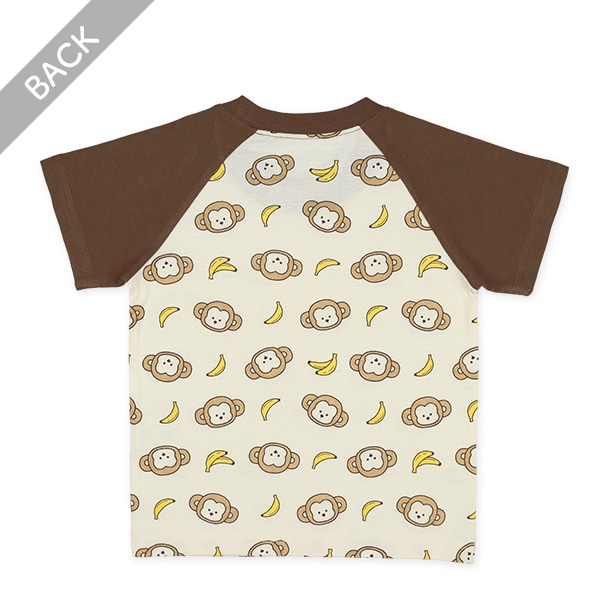 腹巻付きラグラン半袖パジャマ（さる・バナナ）