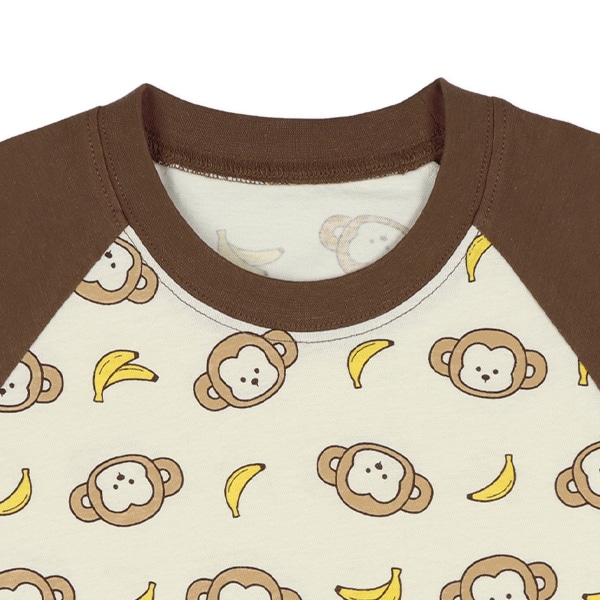 腹巻付きラグラン半袖パジャマ（さる・バナナ）