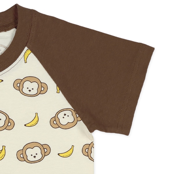 腹巻付きラグラン半袖パジャマ（さる・バナナ）