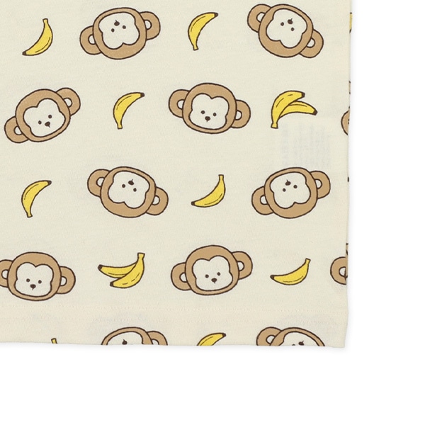 腹巻付きラグラン半袖パジャマ（さる・バナナ）