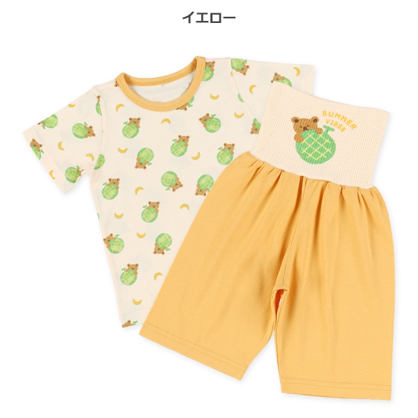 腹巻付き半袖パジャマ（くま・メロン）