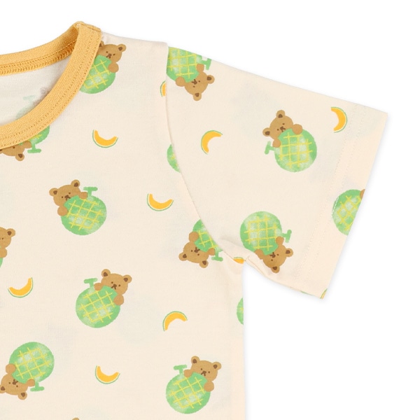 腹巻付き半袖パジャマ（くま・メロン）